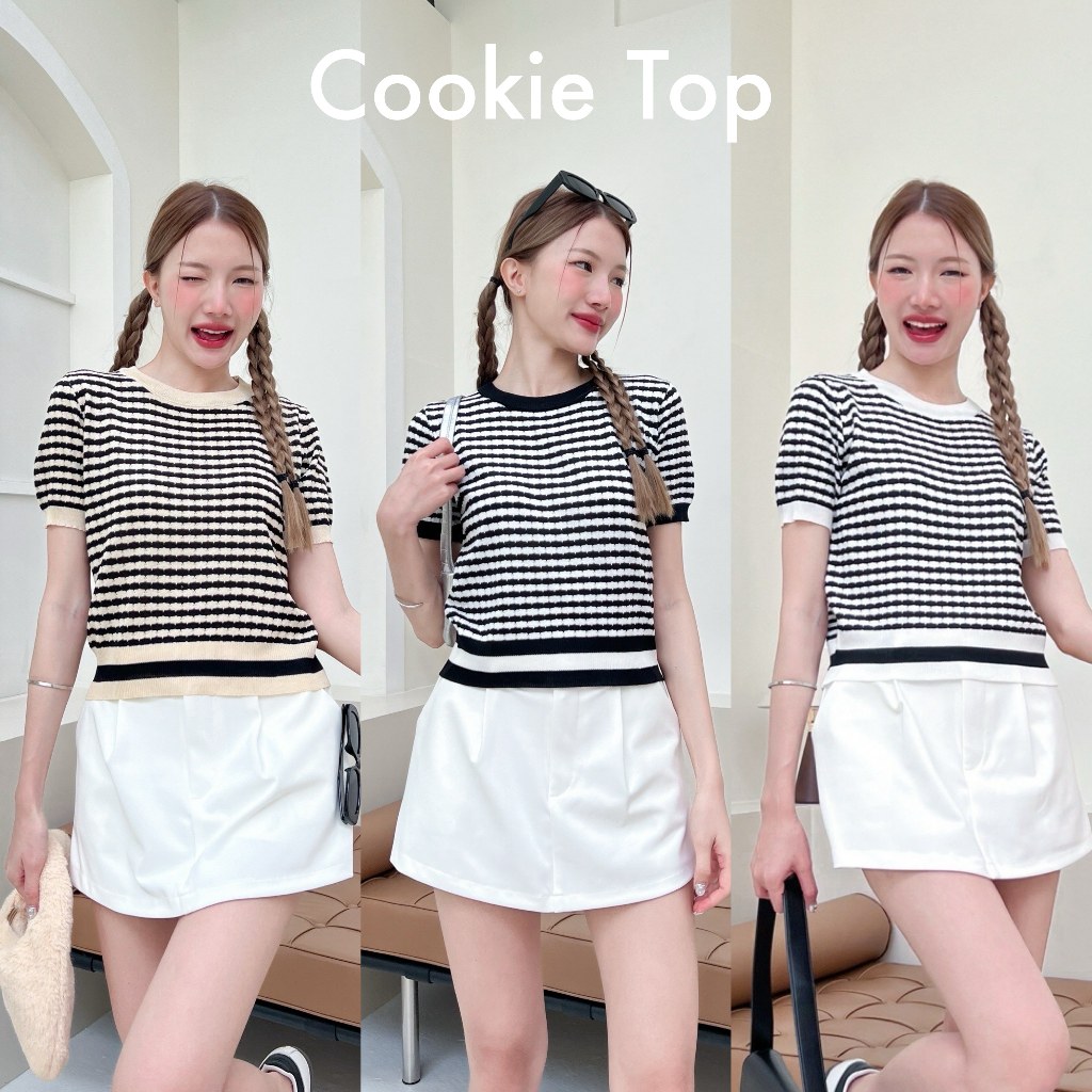 88story.th - Cookie top พร้อมส่ง เสื้อไหมพรมลายทาง