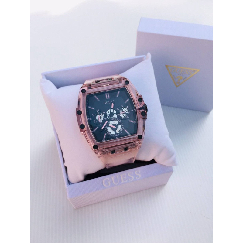 GUESS Pink Plastic and Silicone Multifunction Watch สีชมพู