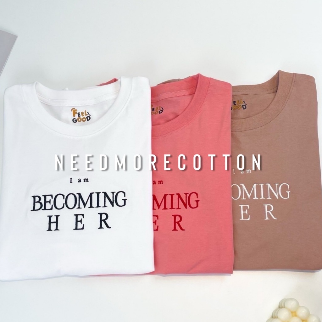 พร้อมส่ง เสื้อยืด Oversize ผ้าคอตตอน ปักลายมินิมอล อก 44" ยาว 27" เสื้อยืดโอเวอร์ไซส์ สไตล์เกาหลี