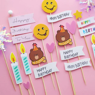 <พร้อมส่งในไทย 🇹🇭> ป้ายปักเค้ก 🎂 แต่งหน้าเค้ก มินิมอล
