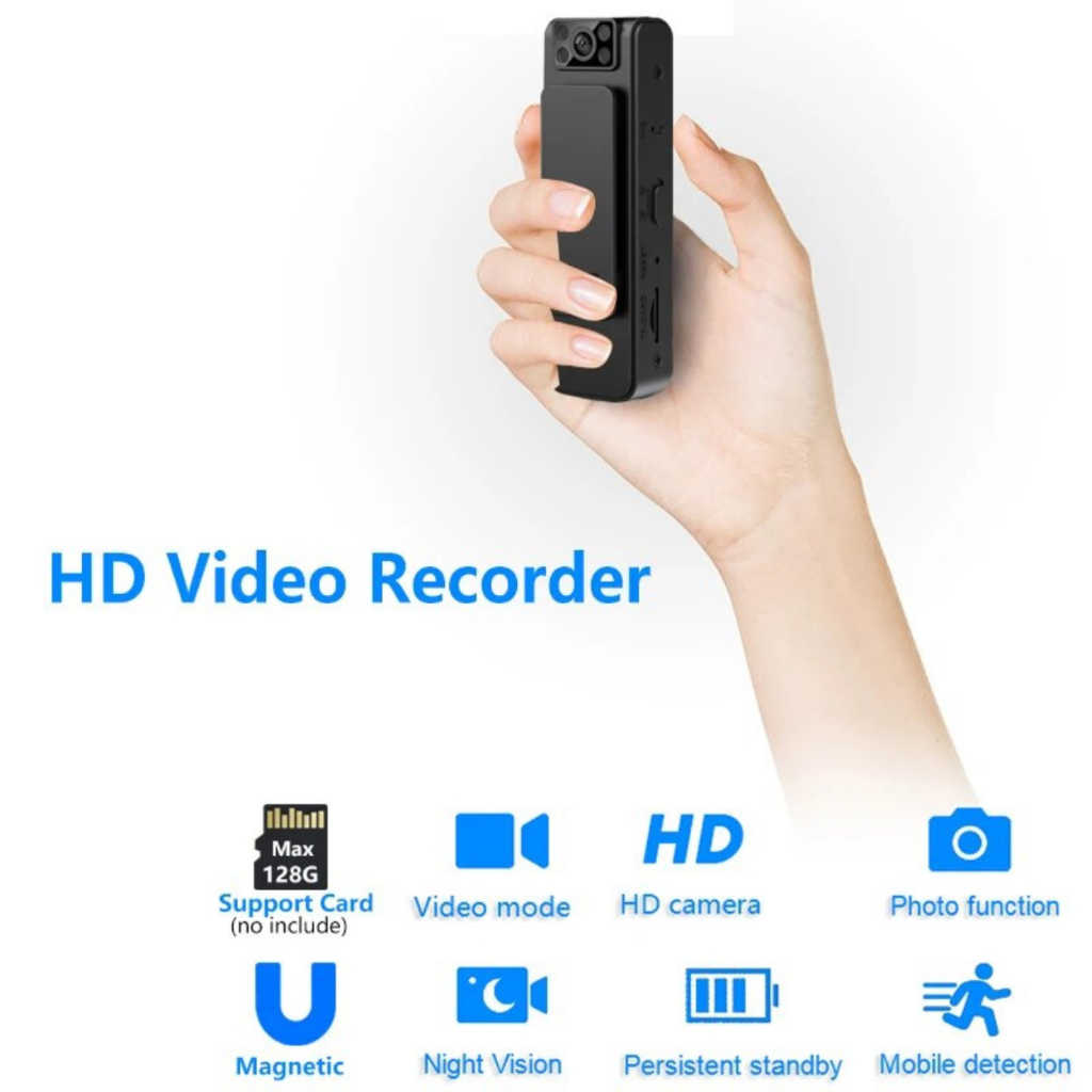 กล้องบันทึกวิดีโอ กล้องติดหน้าอก ติดตัวตำรวจ Body Sport Action Camere HD 1080P Night Vision เลนส์หมุน 90° บันทึกเสียง
