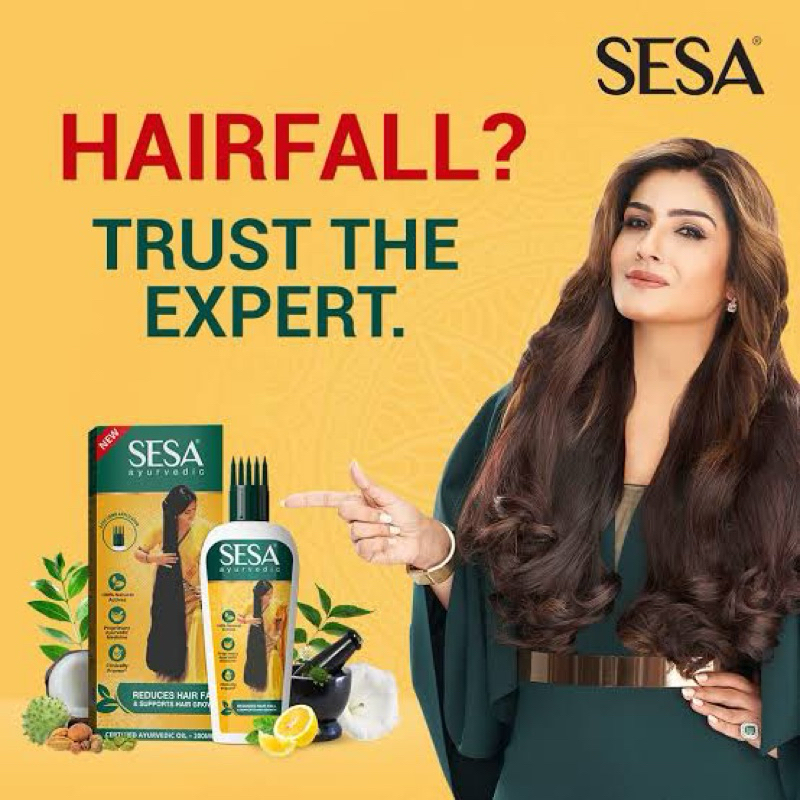 SESA Ayurvedic oil 100 ml from india สำหรับผู้ที่มีปัญหาผม -ร่วง สินค้าอินเดีย น้ำมันหมักผม