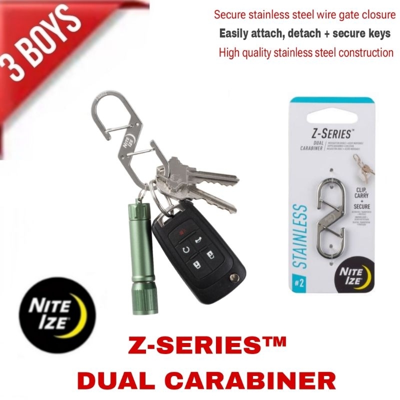 พวงกุญแจ อเนกประสงค์ Nite Ize รุ่น Z-SERIES DUAL CARABINER  ทำจากสแตนเลสคุณภาพสูง น้ำหนักเบา