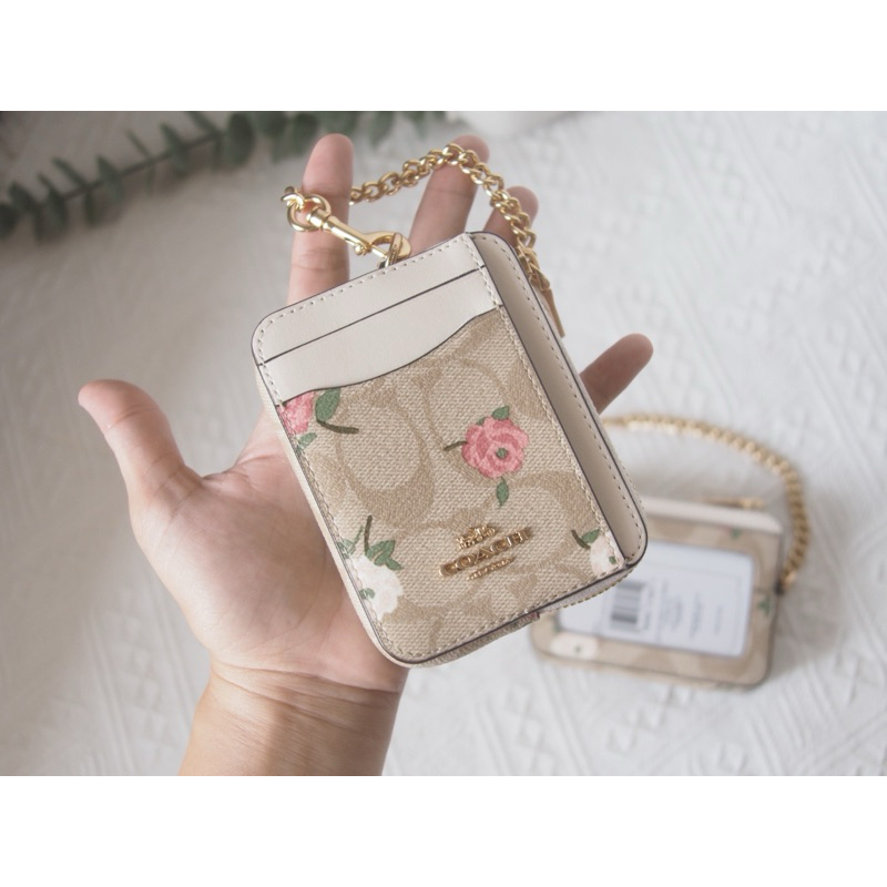 Coach  Zip Card Case In Signature Canvas With Floral  Print #CR971