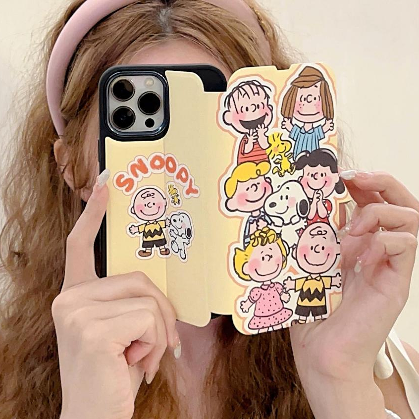 Langton เคสโทรศัพท์แบบพลิก แบบหนัง เคสไอโฟน 15 14 13 12 Pro Max สีเหลือง หวานสวย การ์ตูน น่ารัก เคส for iPhone 11