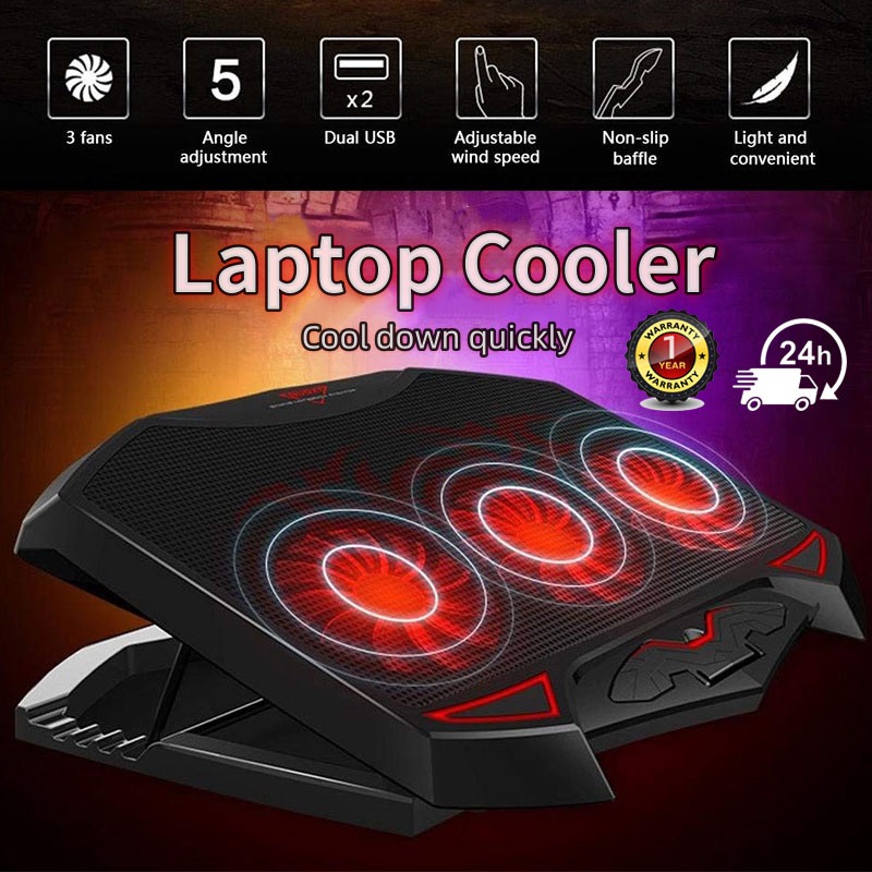 พัดลมโน๊ตบุ๊ค COOLING PAD Notebook พัดลมรองโน๊ตบุ๊ค 6Fan ระบายความร้อนโน๊ตบุ๊ค Laptop Cooler วางได้ถึงขนาด17นิ