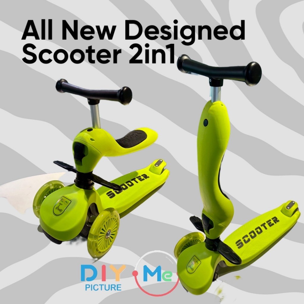SALE! พร้อมส่ง Scooter สกู๊ตเตอร์เด็ก 2 in 1 นั่ง&ยืนได้ LED วิ่งไฟติดทุกล้อ ปรับเบาะง่าย ปรับสูงได้ 3ระดับ