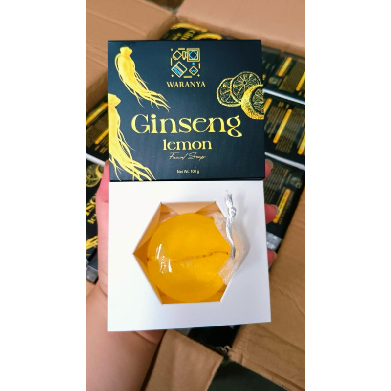 สบู่โสมวรัญญา waranya ginseng lemon soap สบู่โสมรักษาฝัาสารสกัดจากโสมทำความสะอาดพร้อมบำรุงขนาด100g