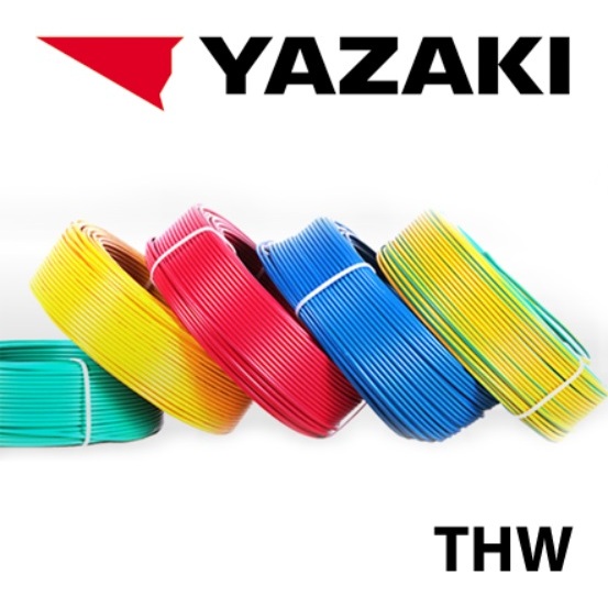 YAZAKI สายไฟ (แข็ง) THW IEC01 ยาซากิ ขนาด 1 x 2.5สายไฟ Yazaki THW1 x 2.5 sqmm 300/500V ม้วนละ 100เมตร มีหลายสี