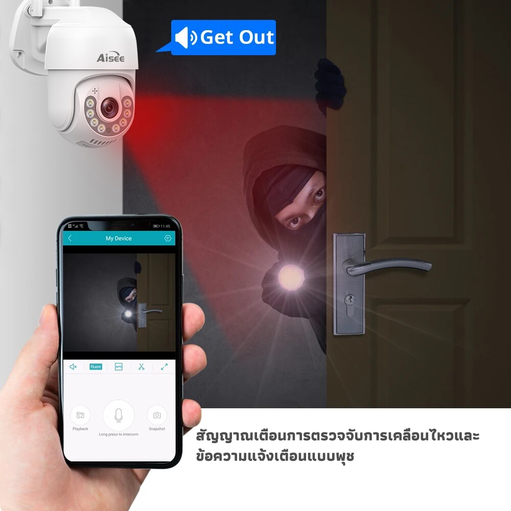 กล้องวงจรปิด ไร้สาย 4K outdoor Wifi กล้องวงจร กันน้ำ การหมุนPTZ เสียงสองทาง ตรวจจับการเคลื่อนไหว