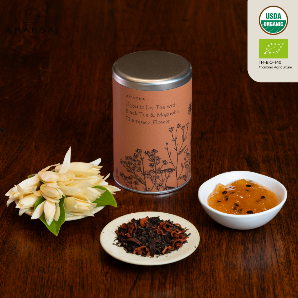 ARAKSA “จอย” ชาดำดอกจำปีออร์แกนิค บรรจุกระป๋อง | ARAKSA Joy Tea in Tin | USDA & EU Organic Tea
