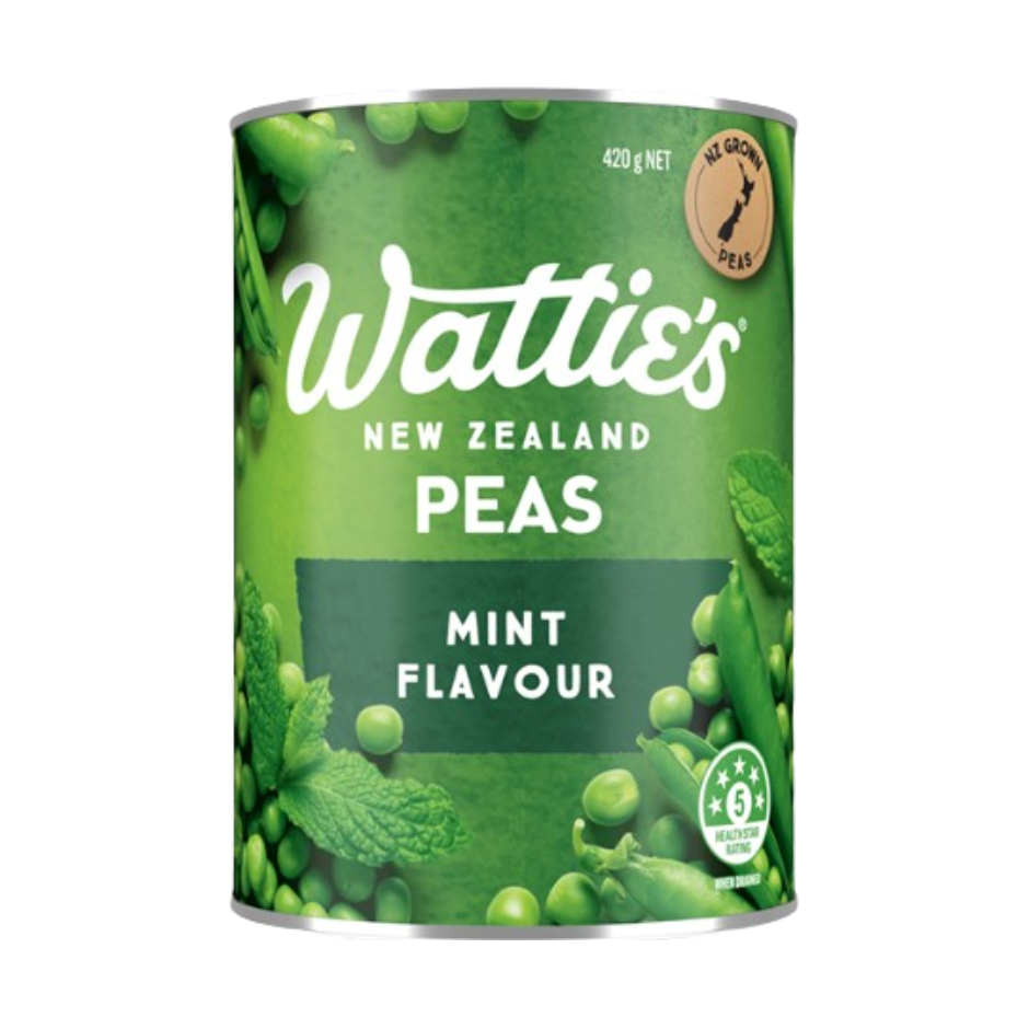 วัตตี้ ถั่วลันเตาในน้ำเกลือ กลิ่นมินต์ 420 กรัม - Canterbury Peas Minted 420g Wattie's brand