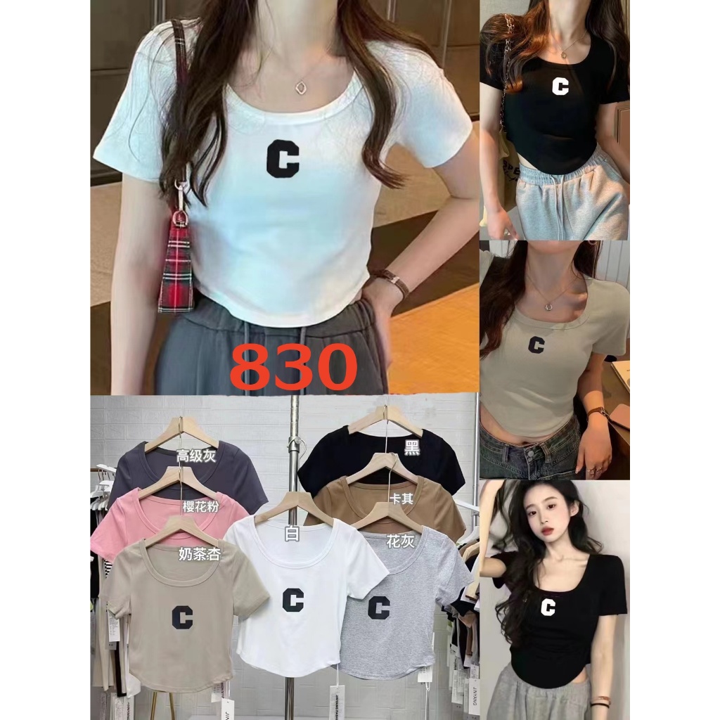 เสื้อยืดผู้หญิงแขนสั้น คอกลม ผ้านิ่ม ทรงสวย พิมพ์ลายตัวอักษร เสื้อครอปแฟชั่น สไตล์เกาหลี สามารถใส่ได้ 40-60 โล พร้อมส่ง