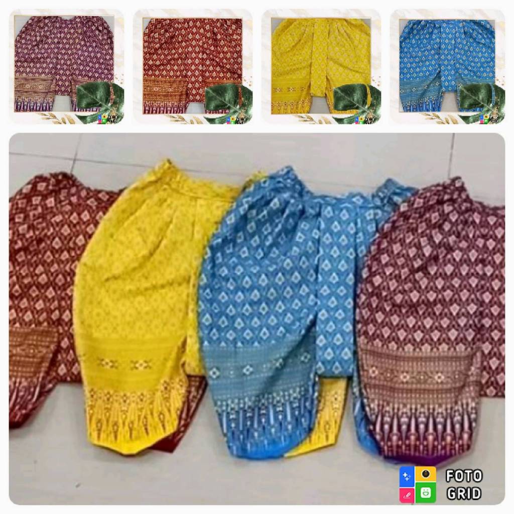 โจงลายไทยผ้าพิมพ์ทองเด็กชาย-หญิง (สีอาจจะแตกต่างจากภาพบ้างเล็กน้อย)