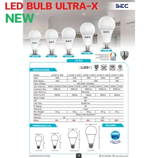 BEC หลอดไฟ LED Bulb ราคา 10 หลอด รุ่น ULTRA-X 18w 20w 25w ขั้ว E27 ประกัน1ปี