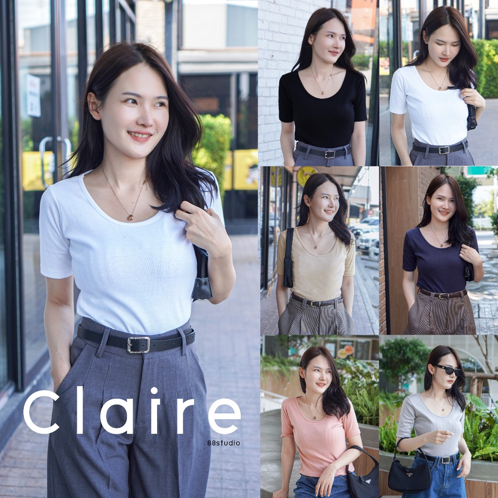 [V2]☘️เสื้อคอวี ผ้าพรีเมี่ยม ใส่สบาย🍀ใส่แมทเข้ากับทุกชุด