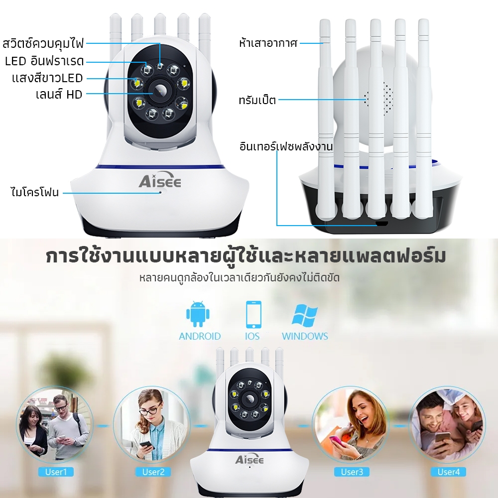 Aisee กล้องวงจรปิดไร้สาย wifi 4K กล้องวงจรปิด wireless CCTV Camera เสียงสองทาง การตรวจจับฮิวแมนนอยด์ - รูปที่ 5