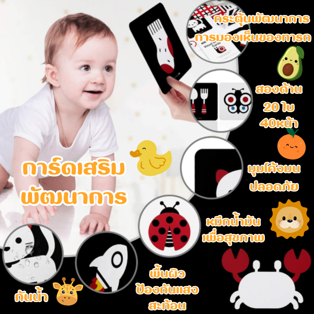 💟 อายุ 0-36 เดือน flashcard แฟรชการ์ด การ์ดเสริมพัฒนาการ ของเล่นเด็กทารก กระตุ้นพัฒนาการสายตาทารก