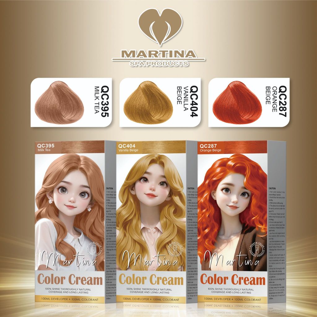 MARTINA COLOR CREAM Hair สีย้อมผม 3สีใหม่❗ผสมเคราติน สารกัด ออร์แกนิค สีแฟชั่น 200ml.