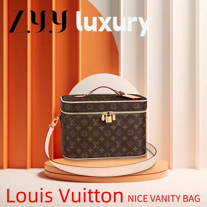 New Hot  ราคาพิเศษ Ready Stock หลุยส์วิตตอง Louis Vuitton NICE VANITY/ Women's Cosmetics bag / LV bag M44936