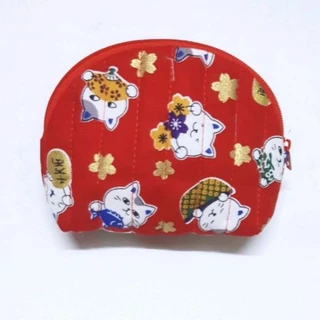 กระเป๋าผ้า ใส่เหรียญ ใส่บัตร งานแฮนด์เมด ( ขนาด 12x10 cm )