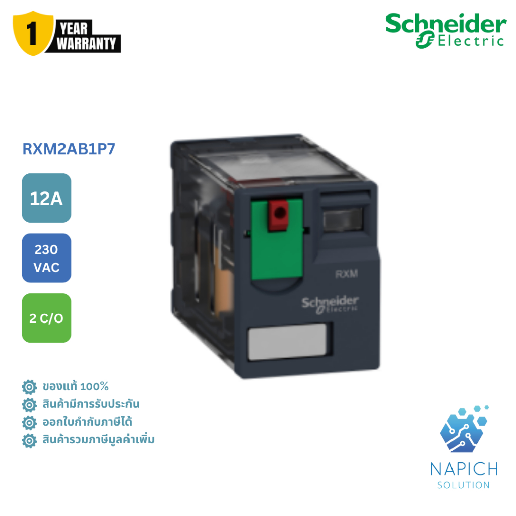 RXM2AB1P7 Relay 2 Contact 12A Coil 230VAC Schneider รีเลย์