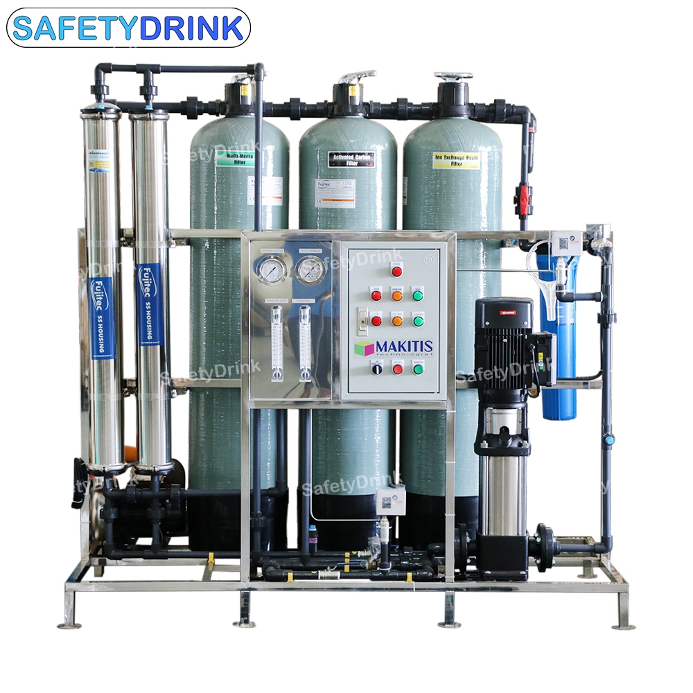 💦 SafetyDrink 💦 เครื่องกรองน้ำอุตสาหกรรม MAKITIS Pretreatment + RO กำลังการผลิต 12,000 ลิตร/วัน (12QS3) 💦 + ลูกลอยไฟฟ้า