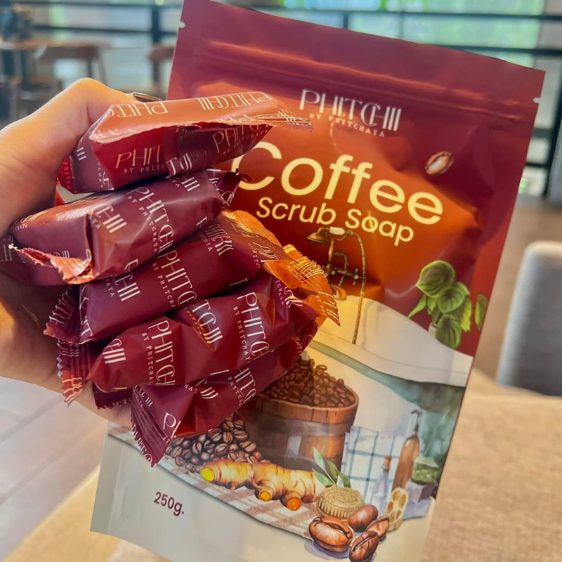 สบู่พิชชี่แบบซอง 5 ก้อน 79฿ สครับพิชชี่ สครับกาแฟ สบู่กาแฟขัดผิว