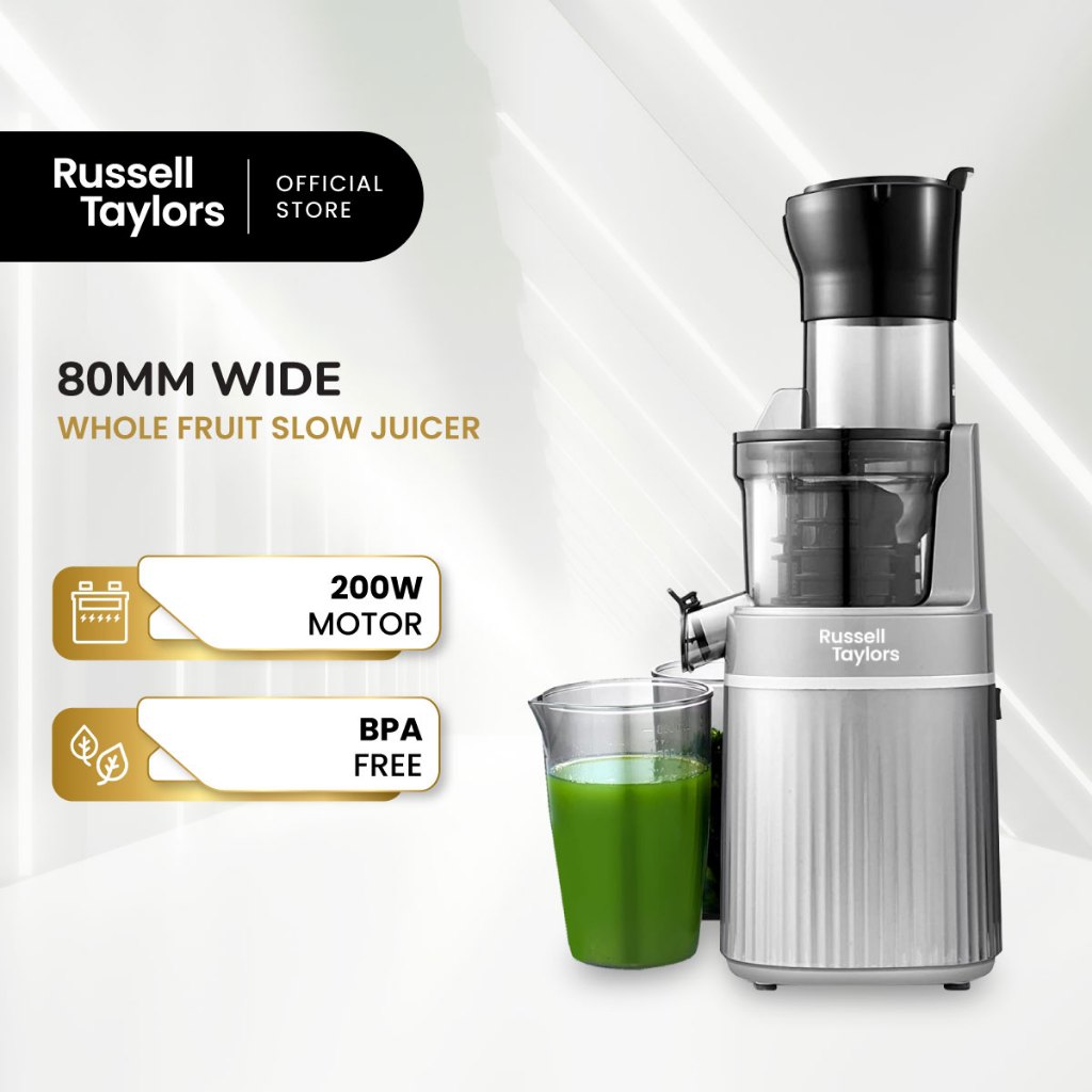 Russell Taylors เครื่องสกัดน้ำผลไม้แยกกาก เครื่องสกัดเย็นคั้นน้ำผลไม้ Cold Press Slow Juicer 80MM Feed Tube SJ2