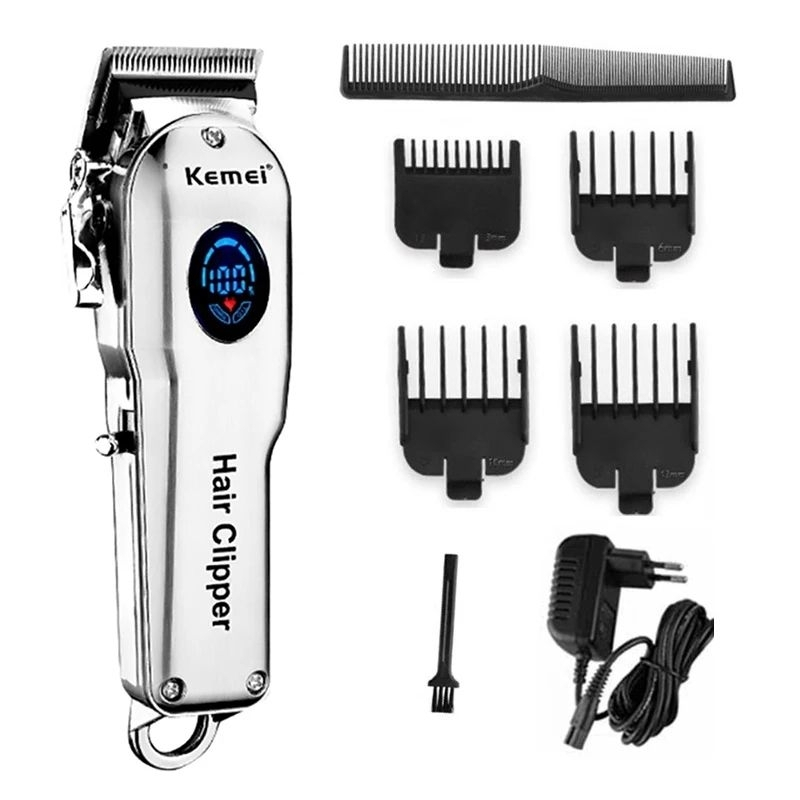 Kemei Professional Hair Clipper ผู้ชายผมไฟฟ้า Trimmer LCD ตัดผมปรับเครื่องตัดผมร้านตัดผม