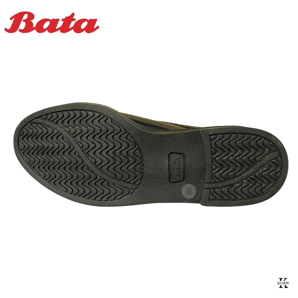 Bata รองเท้าคัทชูผู้ชาย รองเท้านักศึกษา แบบผูกเชือก หนังเทียม สีดำ (821-6780)