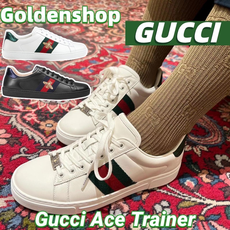 🍒กุชชี่ Gucci Ace Trainer With Bee🍒รองเท้าผ้าใบ หลากหลายสไตล์ ขายร้อน