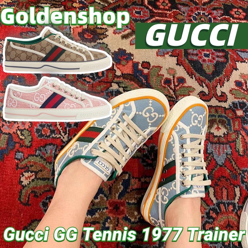 🍒กุชชี่ Gucci GG Tennis 1977 Sneaker🍒รองเท้าผ้าใบ Gucci จริง หลากหลายสไตล์ ขายร้อน