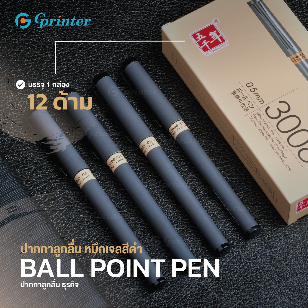 ปากกาลูกลื่น ปากกาเจล 0.5mm 12แท่ง เครื่องเขียน อุปกรณ์การเรียน เขียนลื่นเบามือ สำหรับนักเรียน W-3008