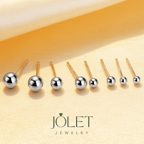 Jolet ต่างหูหมุดเงินหมุดก้านเงินแท้92.5 2มิล3มิล4มิล เหมาะกับคนแพ้ง่าย