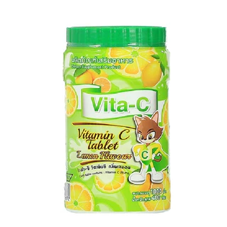 [ยกขวด 1,000 เม็ด] VITA-C วิตามินซีอม1000เม็ด VITAMIN C 25mg. (T.MAN) มี 5 รสชาติ WISH C