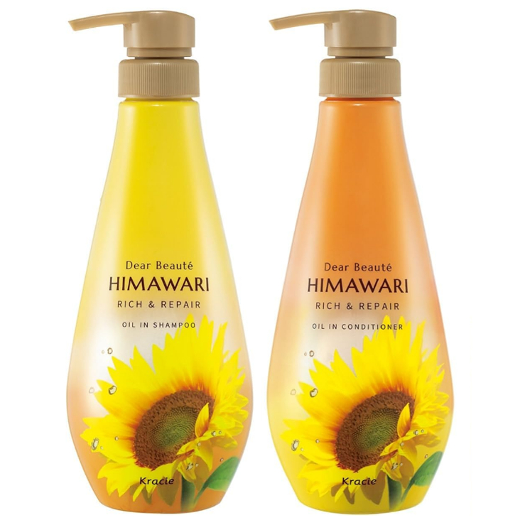 KRACIE DEAR BEAUTE HIMAWARI แชมพู และครีมนวดผม เดียร์ โบเต้ ฮิมาวาริ ออยล์ อิน ริช แอนด์ รีแพร์ คอนด