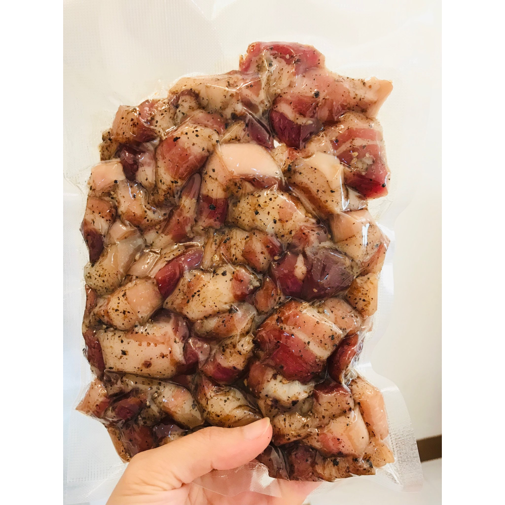 หมูสามชั้นแดดเดียวพริกไทยดำ มีหนัง 250 500 1000 กรัม สด ใหม่ สะอาด รสกลมกล่อม