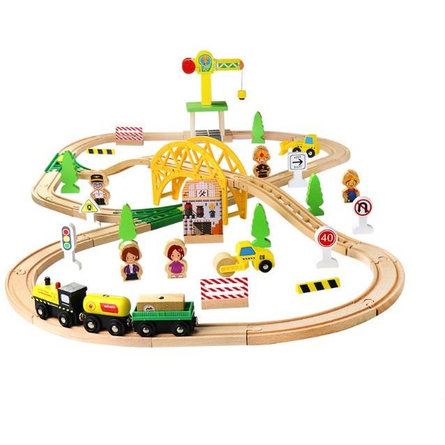 รางรถไฟไม้ ของเล่นไม้สำหรับเด็ก สะพานรถไฟ ประกอบเข้าได้กับรางรถไฟไม้ทั่วไป - รูปที่ 4