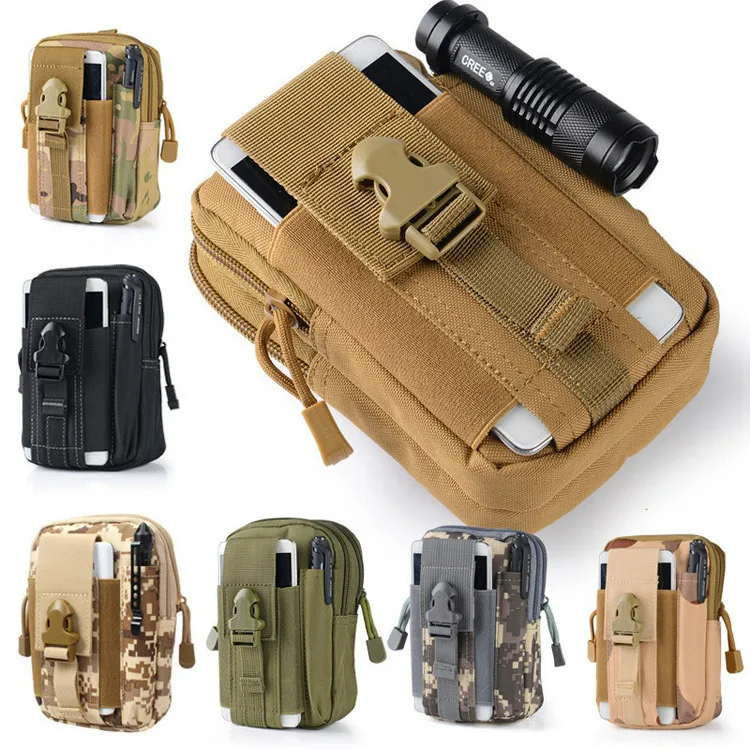 Tactical Belt Waist bag ผู้ชายกระเป๋านุ่มยุทธวิธีเข็มขัดเอวถุงเล็กทหารเอวกระเป๋าวิ่งกระเป๋าตั้งแคมป์เดินทางนุ่มกลับ