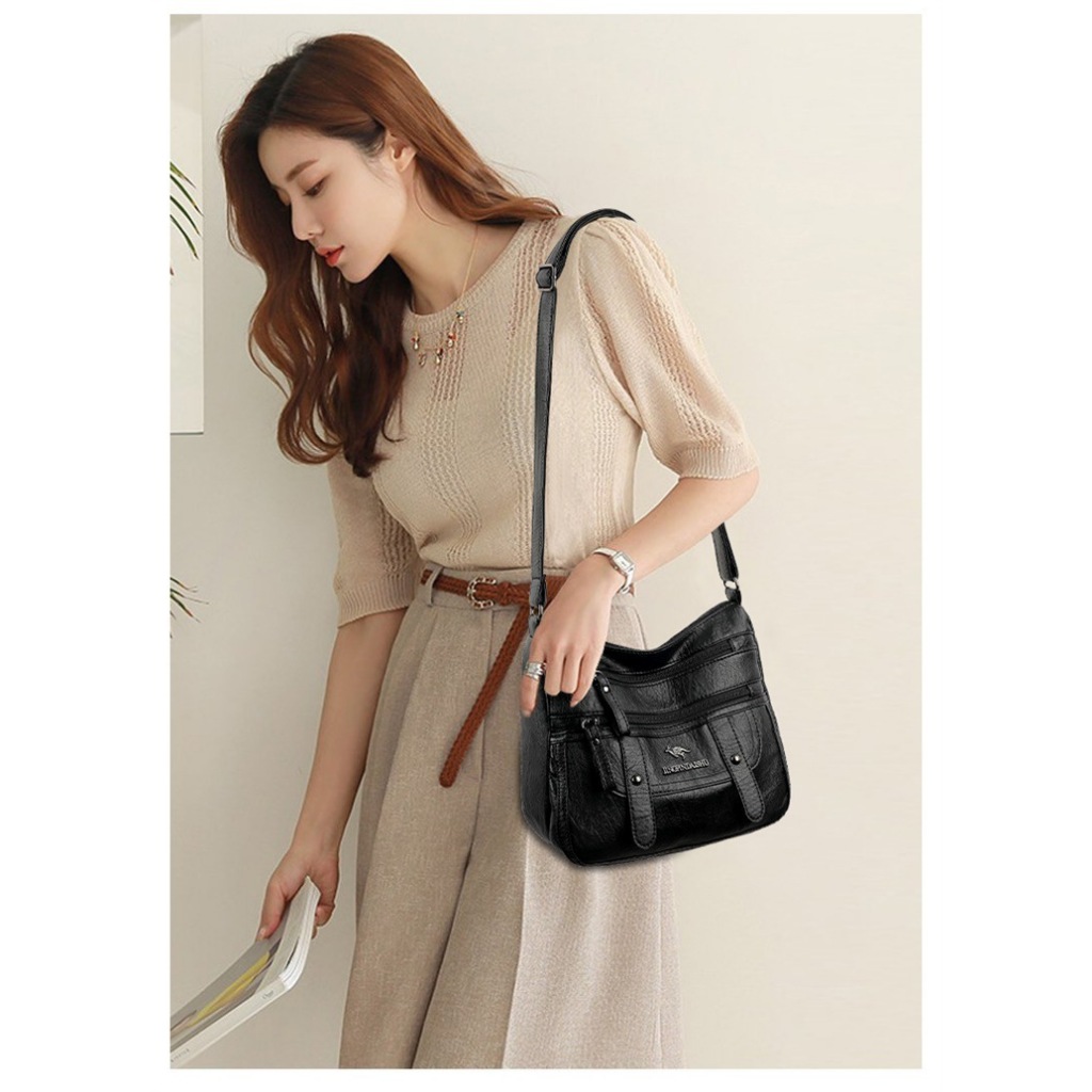 minoshop ✨หนัง PU กันน้ำ✨ งานฮิต กระเป๋าสะพายข้าง สายหนัง