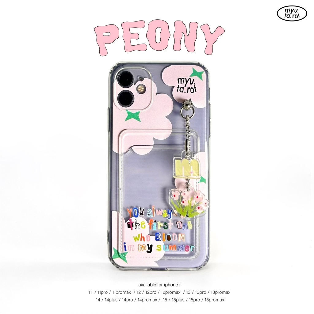 myutarot เคสมือถือใส่บัตร สำหรับไอโฟน ลาย Peony เคสมือถือ เคสใส่การ์ด เคสน่ารัก