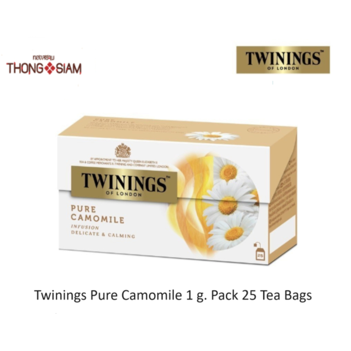 ทไวนิงส์ เครื่องดื่ม เพียว คาโมมายล์ ชนิดซอง 1 กรัม แพ็ค 25 ซอง **กล่องขาว**Twinings Pure Camomile 1 g. Pack 25 Tea Bags