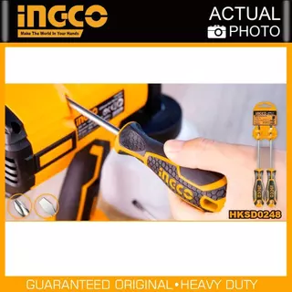 INGCO ชุดไขควง 2ชิ้น พร้อมที่แขวน ปากแฉกและปากแบน ปลายแม่เหล็ก รุ่น HKSD0248 (2 Pcs screwdriver set)