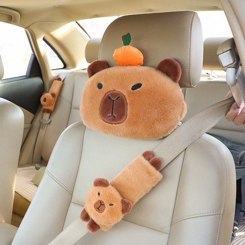 หมอนรองคอในรถ ที่หุ้มเบลท์ belt เจ้าหนูคาปิบาร่า Capybara