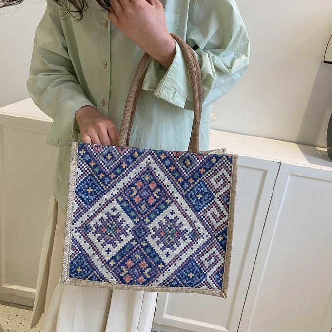 (B197#)กระเป๋าถือ กระเป๋าสะพายไหล่ ผ้าแคนวาส ขนาดใหญ่  แฟชั่นสําหรับสตรี - รูปที่ 7