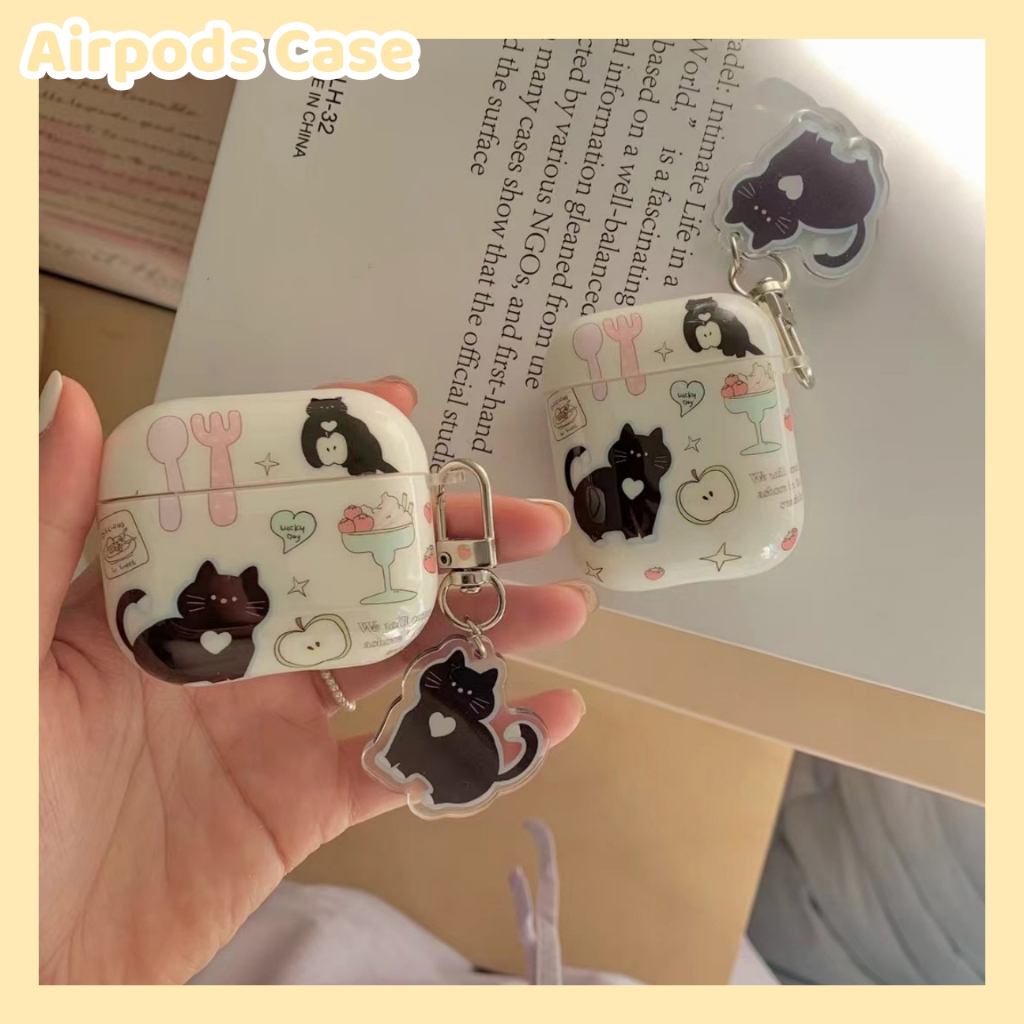 พร้อมส่ง เคส สำหรับ Airpods 4/3 case เคสหูฟัง AirPods 1/2/3/Pro/Pro2 การ์ตูน แมว พร้อมจี้ กันกระแทกได้ดี กันรอยขีดข่วน