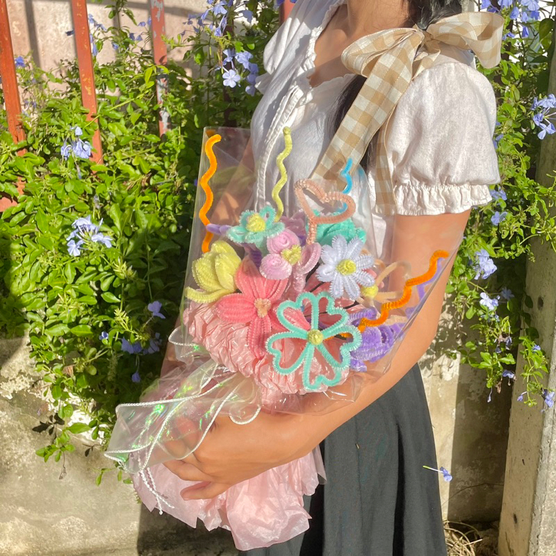 ช่อดอกไม้ลวดกำมะหยี่ fluffy cloud (mix blooms )
