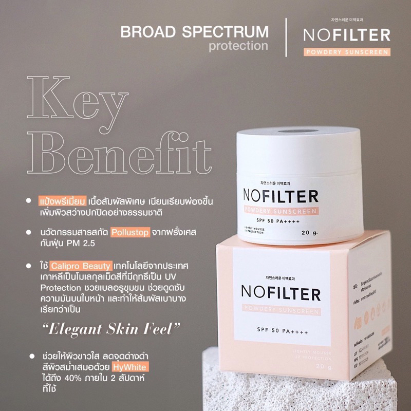 สูตรใหม่ | กันแดดโนฟิลเตอร์ Nofilter sunscreen SPF 50 Pa++++ กันแดดเนื้อมูส ทาแทนแป้งได้ คุมมัน ไม่อุดตัน ขนาด 20 กรัม