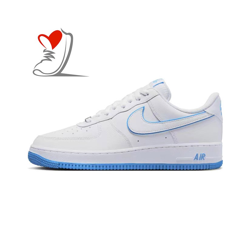 ของแท้ 100% Nike Air Force 1 Low รองเท้าผ้าใบสีขาวสีน้ำเงินรองเท้าลำลอง DV0788-101